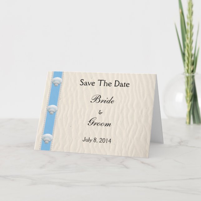 Seashell Beach Wedding Save the Date Ankündigung (Vorderseite)
