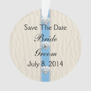 Seashell Beach Wedding Save the Date Ornament