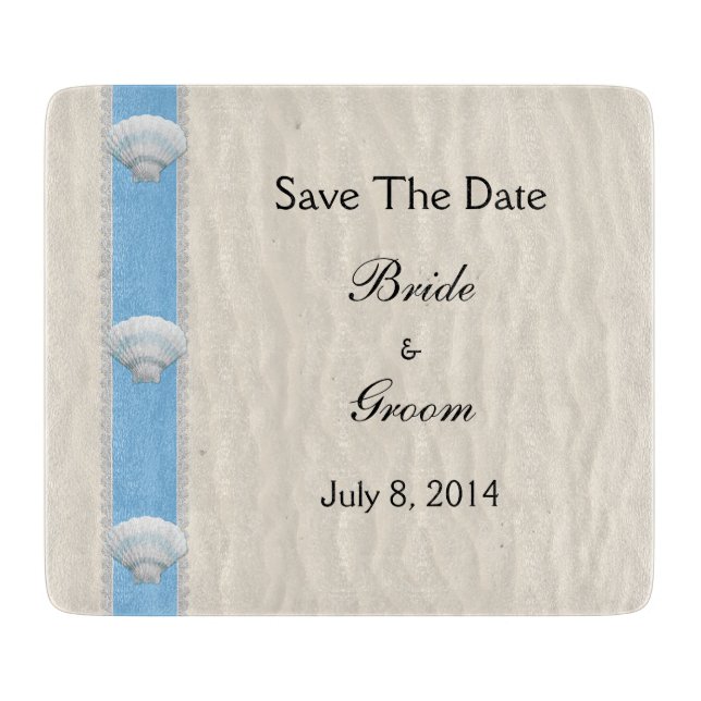 Seashell Beach Wedding Save the Date Schneidebrett (Vorderseite)