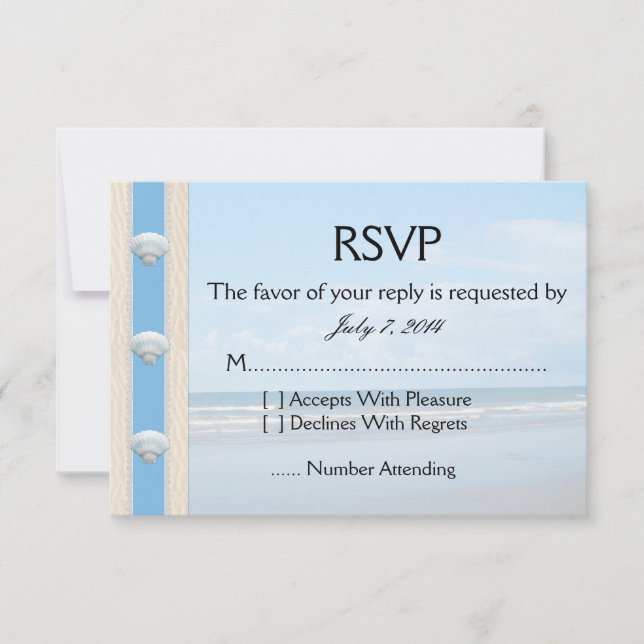Seashell Beach Wedding UAWG RSVP Karte (Vorderseite)