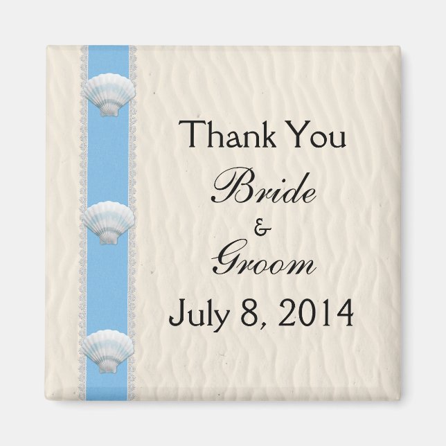 Seashell Beach Wedding Vielen Dank Magnet (Vorne)