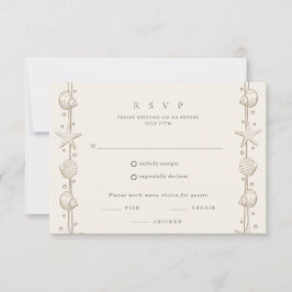 Seashell Border Beach Wedding RSVP Karte