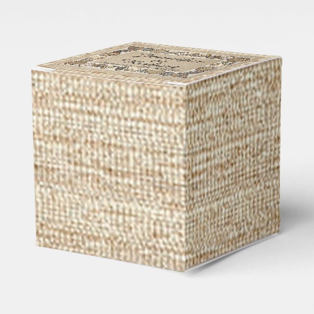 Seashell Border on Brown Weave Wedding Geschenkschachtel (Vorderseite)