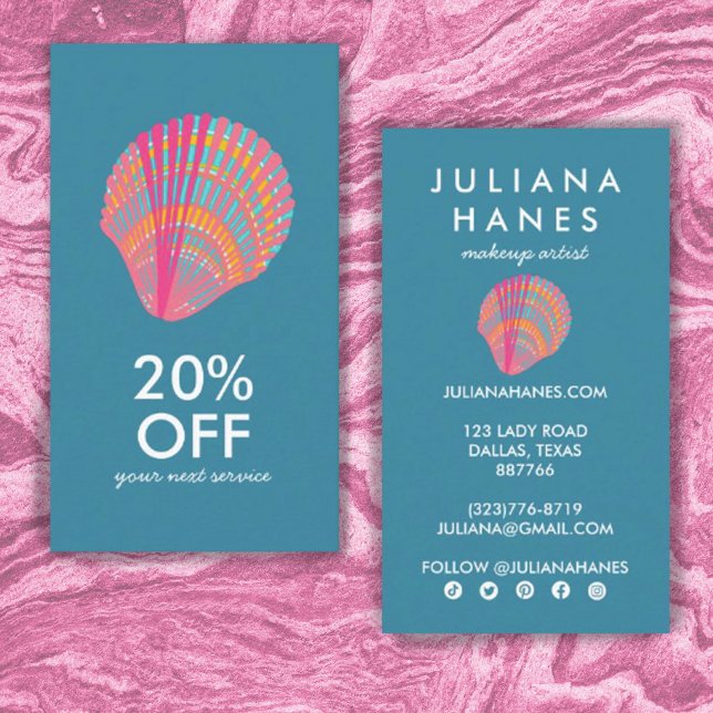 Seashell Chic Minimalistisch Beachy Colorful Cool Rabattkarte (Von Creator hochgeladen)