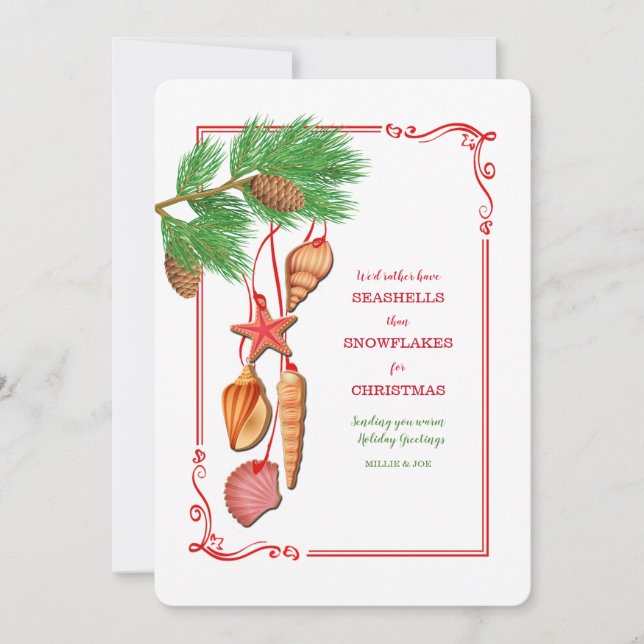 Seashell Christmas Holiday Card Einladung (Vorderseite)