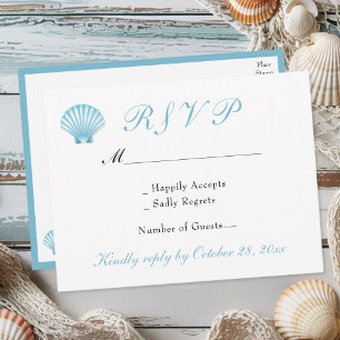 Seashell Coastal Romantic Summer Wedding RSVP Einladungspostkarte