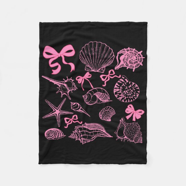 Seashell Coquette Bow Hawaii Beach Sommerurlaub Fleecedecke (Vorderseite)