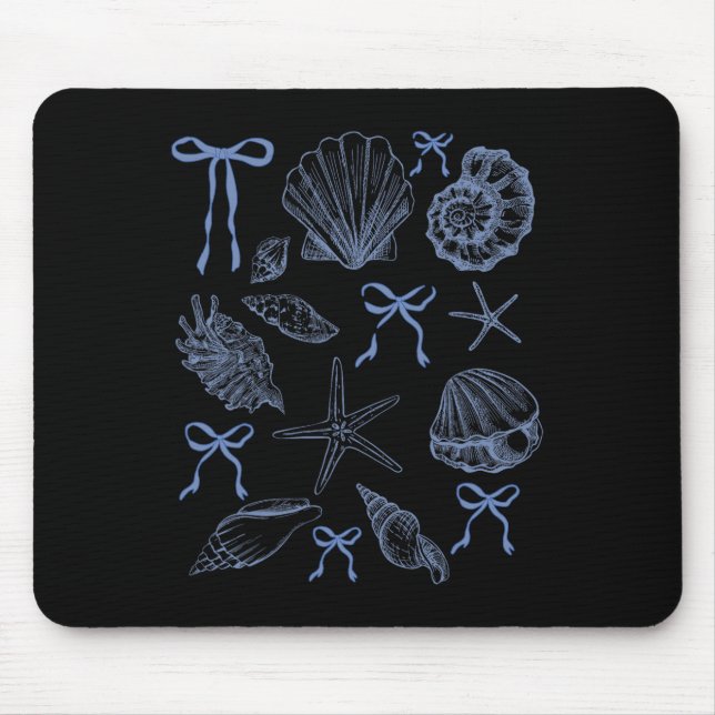 Seashell Coquette Bow Hawaii Beach Sommerurlaub Mousepad (Vorne)