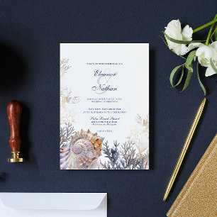 Seashell Corals Wedding Einladung
