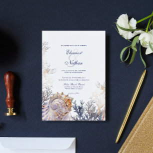 Seashell Corals Wedding Einladung