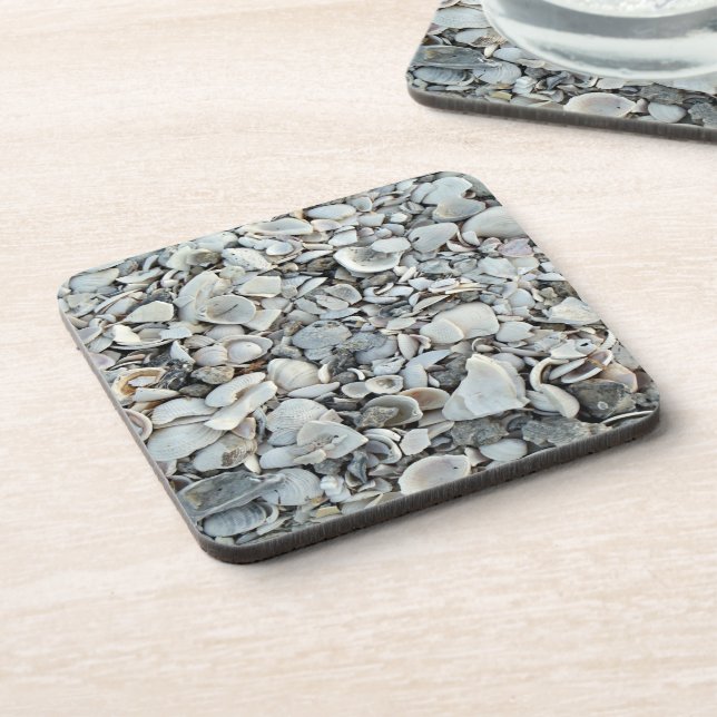 Seashell Drift Coastal Mix Getränkeuntersetzer (Linke Seite)