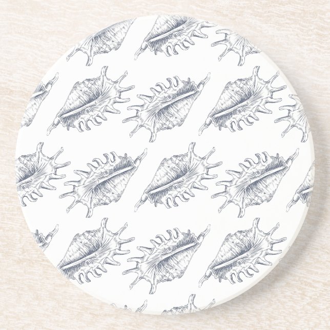 Seashell elegante, nahtlose Muster werfen Kissen Getränkeuntersetzer (Vorne)