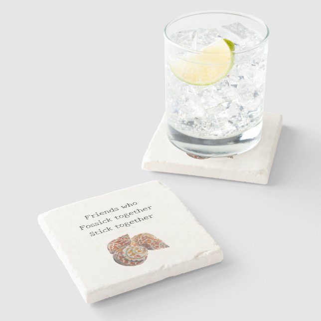 Seashell/Fossickers Steinuntersetzer (Seitenansicht)