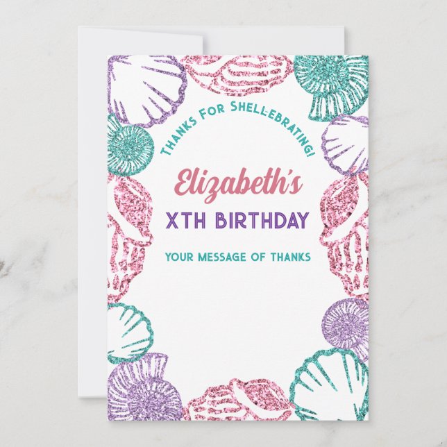 Seashell Girls Birthday Dankeskarte (Vorderseite)