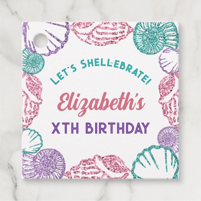 Seashell Girls Birthday Geschenkanhänger (Vorderseite)