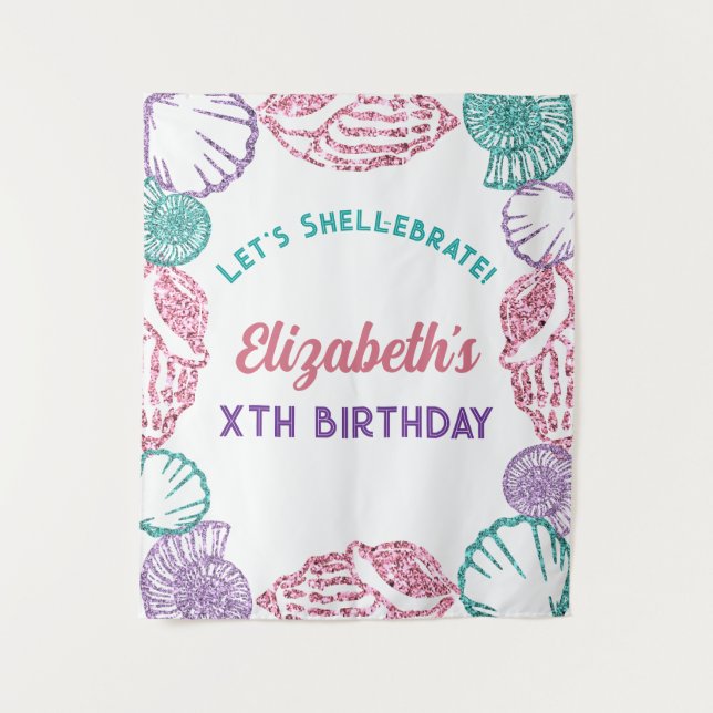 Seashell Girls Birthday Wandteppich (Vorderseite)