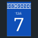 Seashell Grid Beach Wedding Blue White CUSTOM Tischnummer<br><div class="desc">Perfekte niedliche Tischnummer für eine lustige Hochzeit! Handgemachte Kunst für Sie! Ideal für Hochzeiten, Brautparty am Meer, Junggeselinnen-Abschied, Verlobungsfeiern oder Geburtstag. Vollständig anpassbar! Klicken Sie auf "Personalisieren" oben, um den Text zu bearbeiten. Klicken Sie auf "Bearbeiten mit dem Design-Tool", um die Schriftart, Farben und Platzierungen anzupassen und das Design auf...</div>