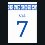 Seashell Grid Beach Wedding Blue White CUSTOM Tischnummer<br><div class="desc">Perfekte niedliche Tischnummer für eine lustige Hochzeit! Handgemachte Kunst für Sie! Ideal für Hochzeiten, Brautparty am Meer, Junggeselinnen-Abschied, Verlobungsfeiern oder Geburtstag. Vollständig anpassbar! Klicken Sie auf "Personalisieren" oben, um den Text zu bearbeiten. Klicken Sie auf "Bearbeiten mit dem Design-Tool", um die Schriftart, Farben und Platzierungen anzupassen und das Design auf...</div>