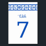 Seashell Grid Beach Wedding Blue White CUSTOM Tischnummer<br><div class="desc">Perfekte niedliche Tischnummer für eine lustige Hochzeit! Handgemachte Kunst für Sie! Ideal für Hochzeiten, Brautparty am Meer, Junggeselinnen-Abschied, Verlobungsfeiern oder Geburtstag. Vollständig anpassbar! Klicken Sie auf "Personalisieren" oben, um den Text zu bearbeiten. Klicken Sie auf "Bearbeiten mit dem Design-Tool", um die Schriftart, Farben und Platzierungen anzupassen und das Design auf...</div>