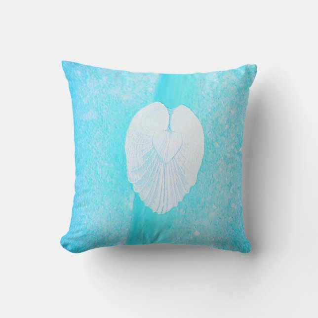 Seashell Heart Angel Wings - Caribbean Sky Kissen (Vorderseite)