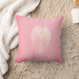 Seashell Heart Angel Wings - Pink Cloud Kissen
