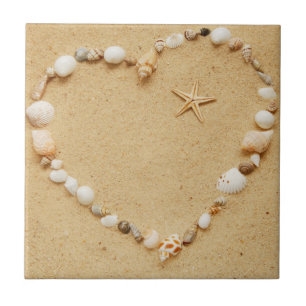 Seashell-Herz mit Starfish Fliese