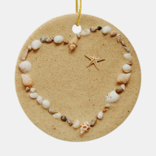 Seashell-Herz mit Starfish Keramikornament