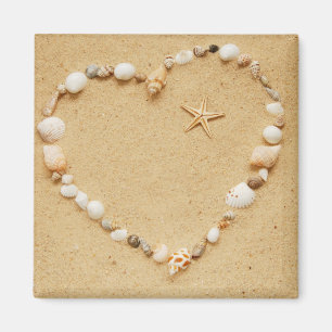 Seashell-Herz mit Starfish Magnet