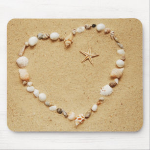 Seashell-Herz mit Starfish Mousepad