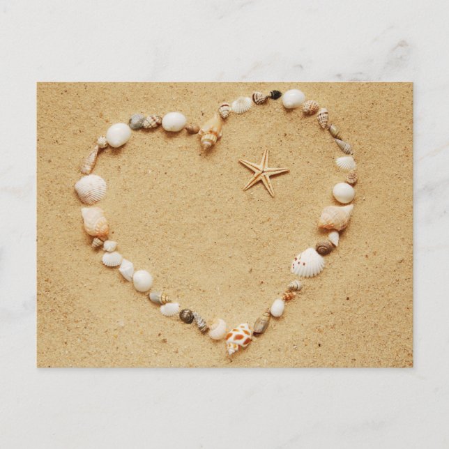 Seashell Herz mit Starfish Postkarte (Vorderseite)