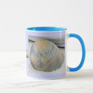 Seashell im Sonnenuntergang färbt Tasse