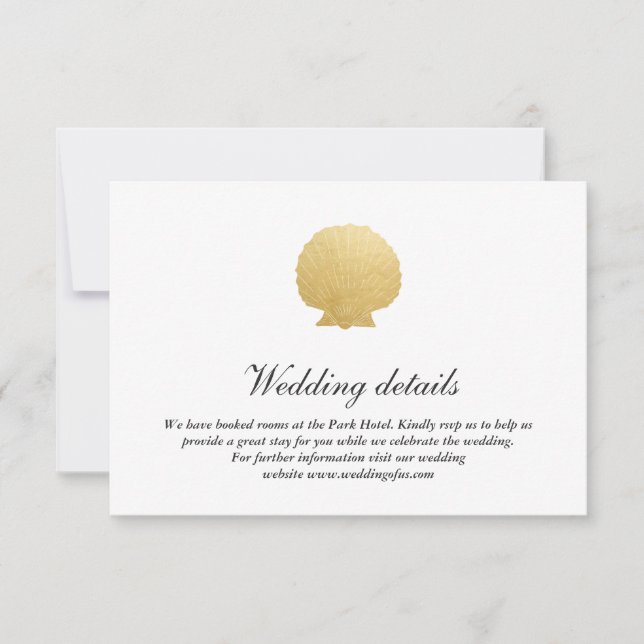 Seashell Imitate Gold Foil | Angaben zur Hochzeit  Einladung (Vorderseite)
