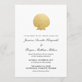 Seashell Imitate Gold Foil | Hochzeit am Ozean Einladung
