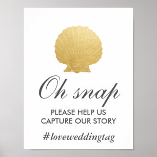 Seashell Imitate Gold Foil Ocean Insta Wedding S Poster