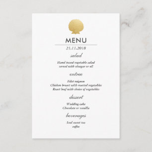Seashell Imitate Gold Foil Ocean Wedding Menu Einladung