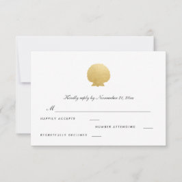 Seashell Imitate Gold Foil | Ocean Wedding RSVP Karte