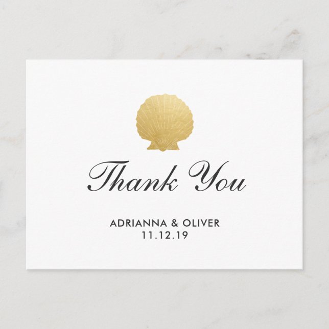 Seashell Imitate Gold Foil | Ocean Wedding Vielen  Postkarte (Vorderseite)