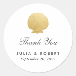 Seashell Imitate Gold Foil Ocean Wedding Vielen Runder Aufkleber