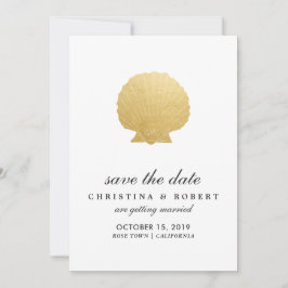 Seashell Imitate Gold Foil | Ozeane Save the Date Einladung