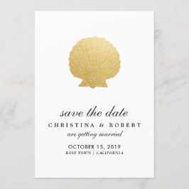 Seashell Imitate Gold Foil | Ozeane Save the Date Einladung