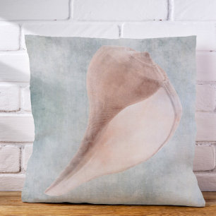 Seashell in Creme und Coastal Blue Pastell Kissen