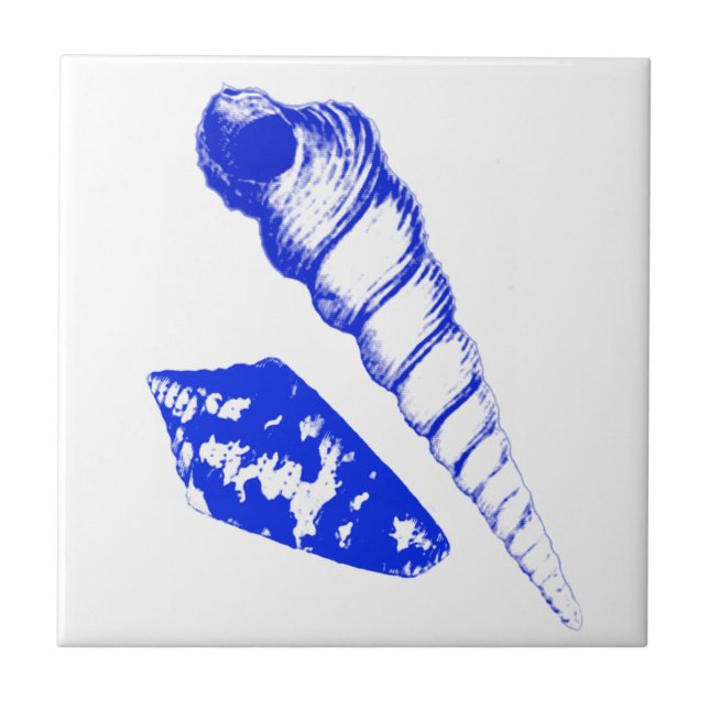 Seashell - Kobalt blau und weiß Fliese (Vorderseite)