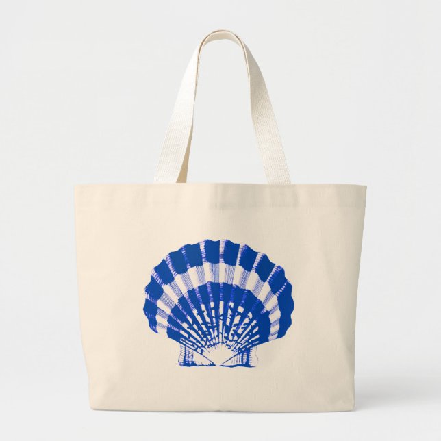 Seashell - Kobalt blau und weiß Jumbo Stoffbeutel (Vorne)