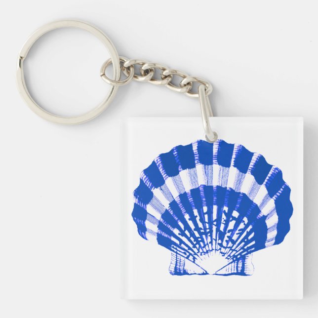 Seashell - Kobalt blau und weiß Schlüsselanhänger (Vorderseite)