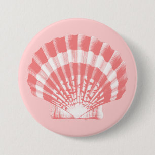 Seashell - Korallen rosa und weiß Button