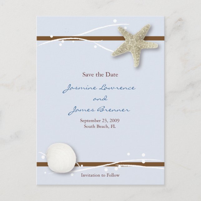 Seashell mit Ribbon Ankündigungspostkarte (Vorderseite)