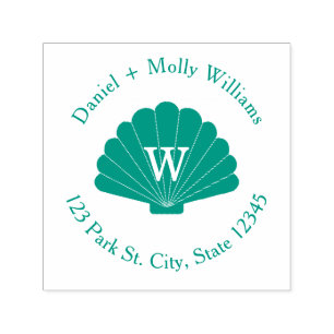 Seashell Monogram-Adresse Permastempel