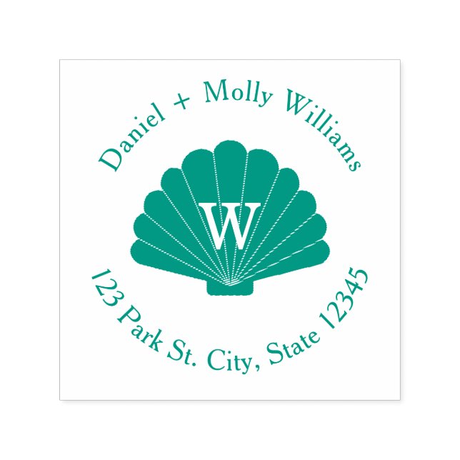 Seashell Monogram-Adresse Permastempel (Design)