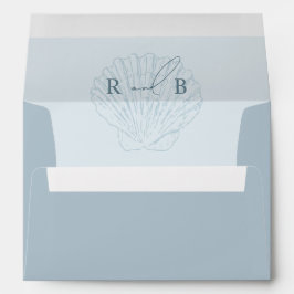 Seashell Monogram Beach Coastal Blue Wedding