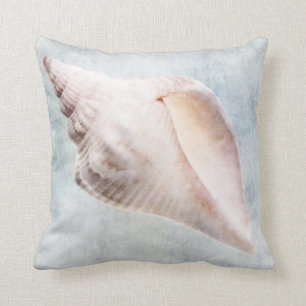 Seashell Not Coastal Blue Cream Watercolor Kissen